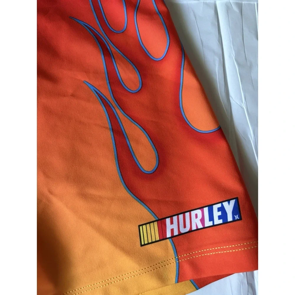 Hurley x NASCAR Phantom Boardshorts Mens 32 Red Flames Racing Swim Trunks NWT